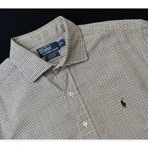 Polo Ralph Lauren XL STRANTON Shirt Mens Tan/multi-color Plaid Button‎ EXCELLENT